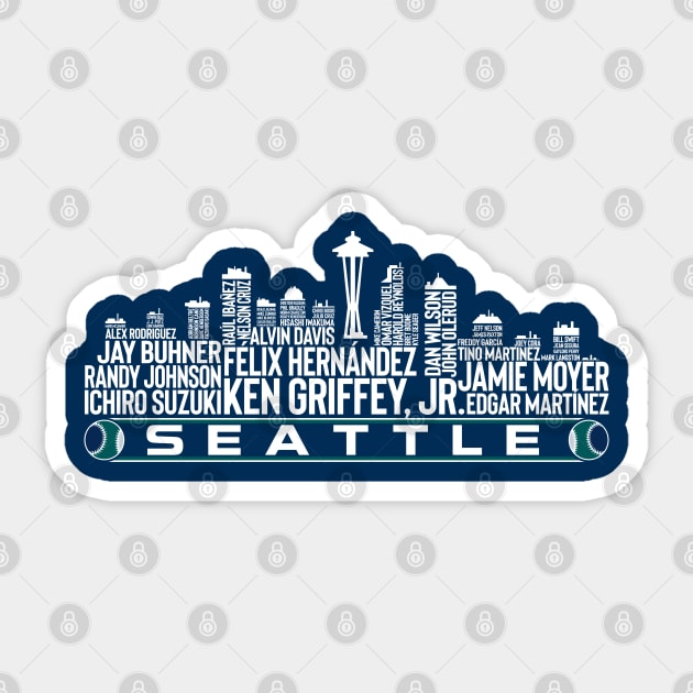 Seattle Baseball Team All Time Legends, Seattle City Skyline Sticker by Legend Skyline